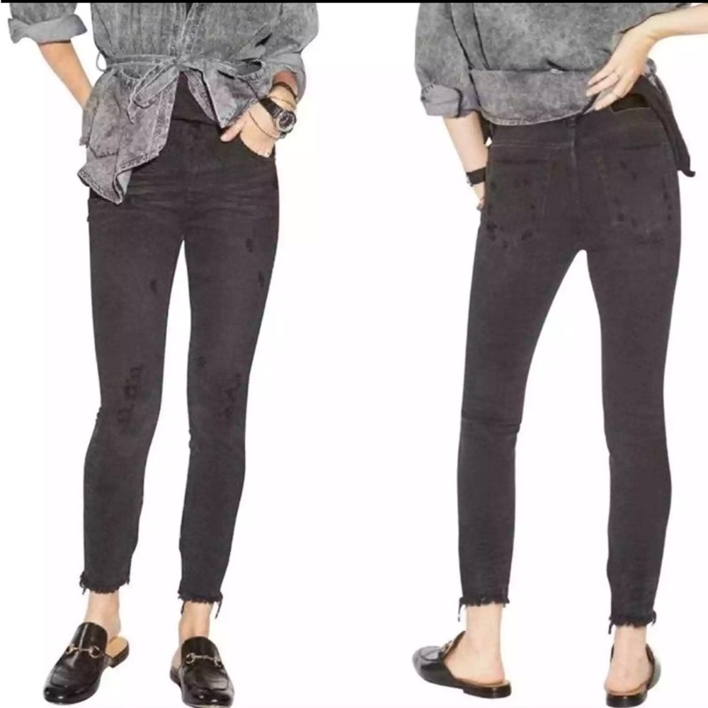 One Teaspoon NWT Black Oak Firebirds Distressed Raw Edge Cropped Jeans 3112 - Picture 2 of 15